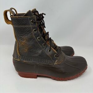 L.L. Bean Brown and Rust Lace-Up Winter Rain Boots